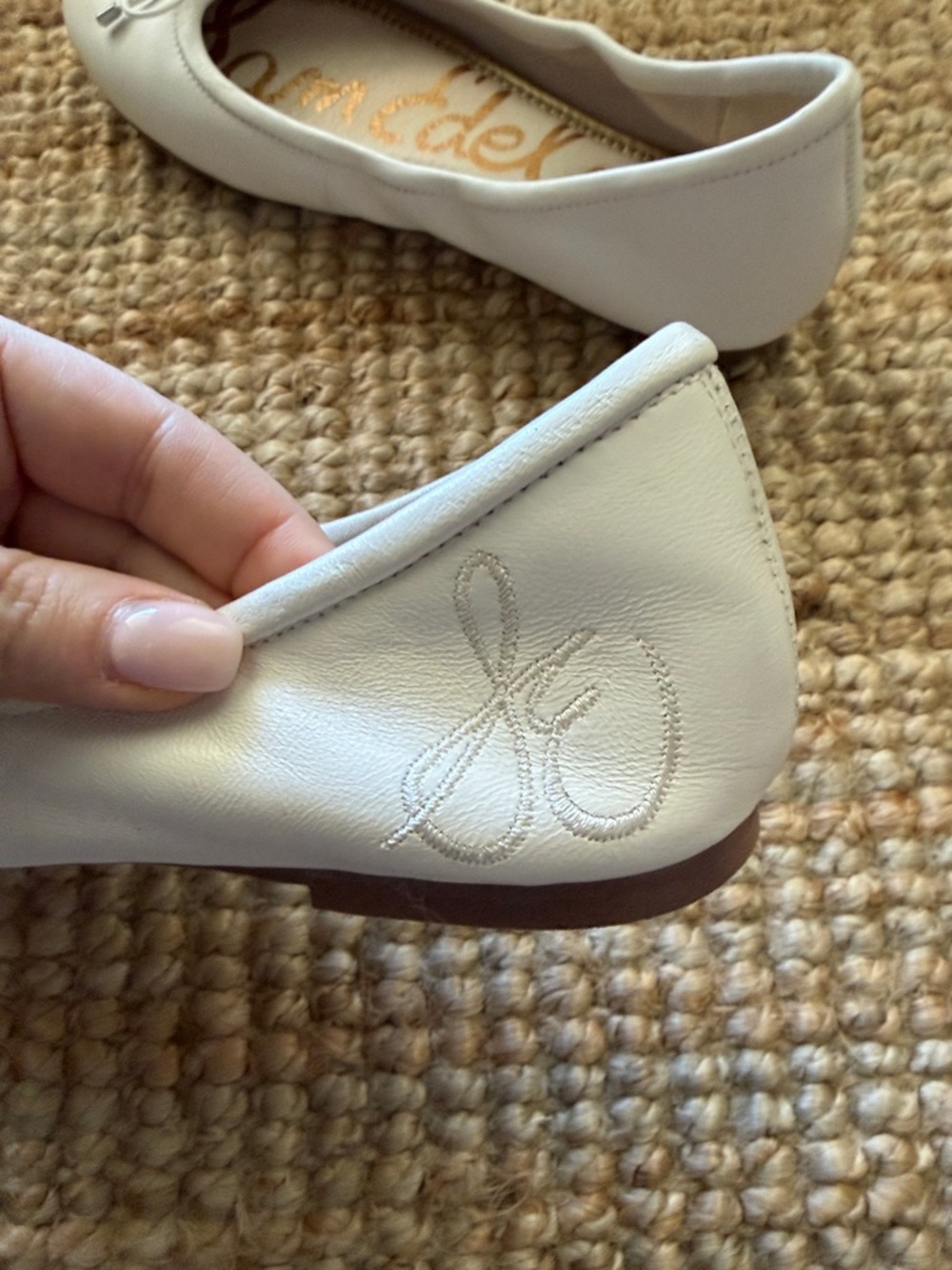 Sam Edelman White Leather Bow-Trim Ballet Flats - Picture 3 of 10